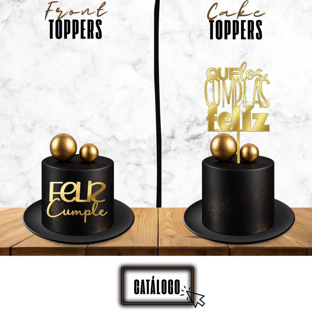 CAKE TOPPERS ACRILICO ESPEJADO DORADO