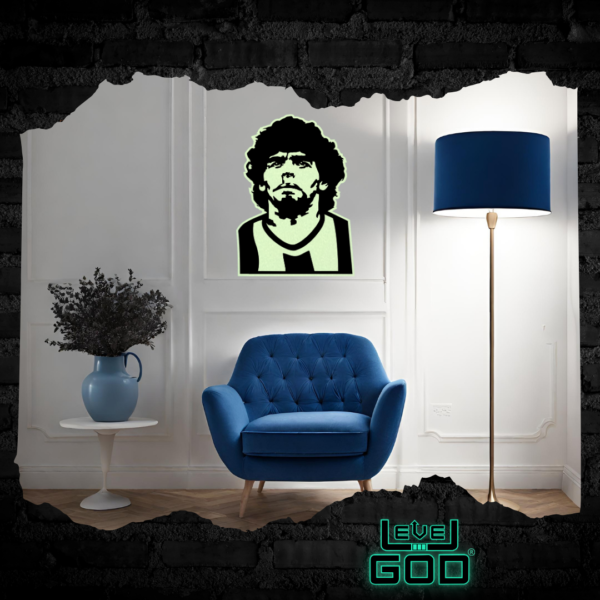 Cuadro Decorativo para Pared que Brilla en la Oscuridad Categoría Deportes & Leyendas Modelo Diego Maradona