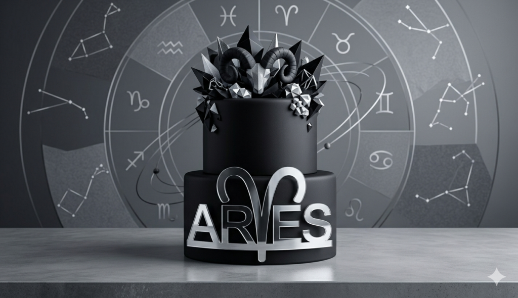 cake topper frontal acrilico espejado plateado modelo signo aries