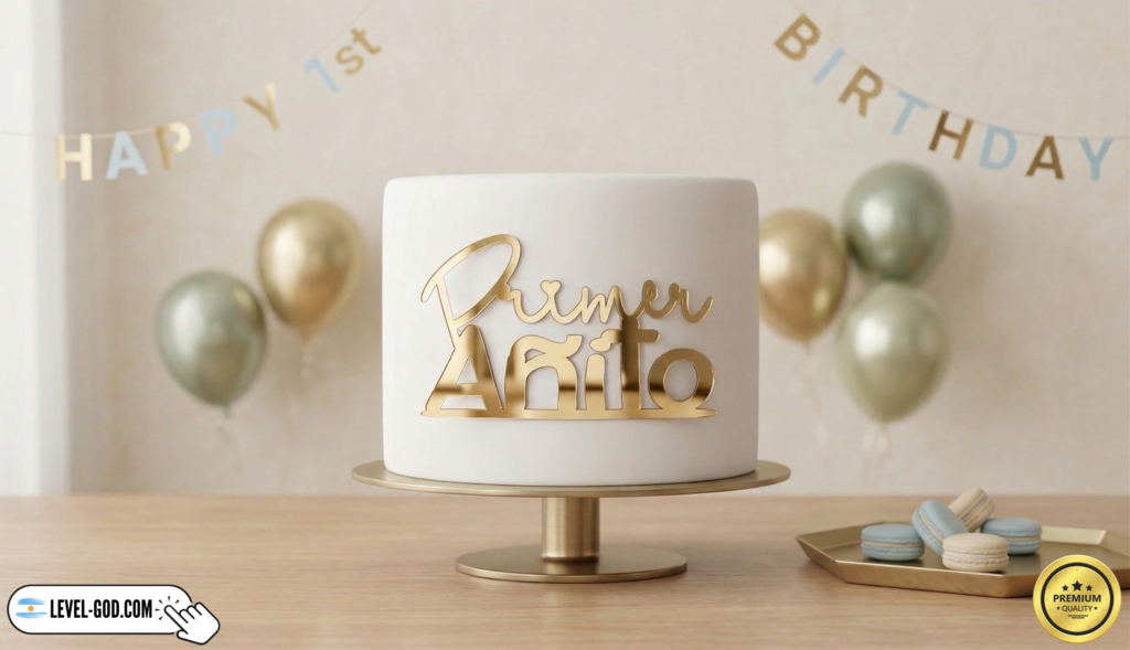 adorno para torta dorado efecto espejo