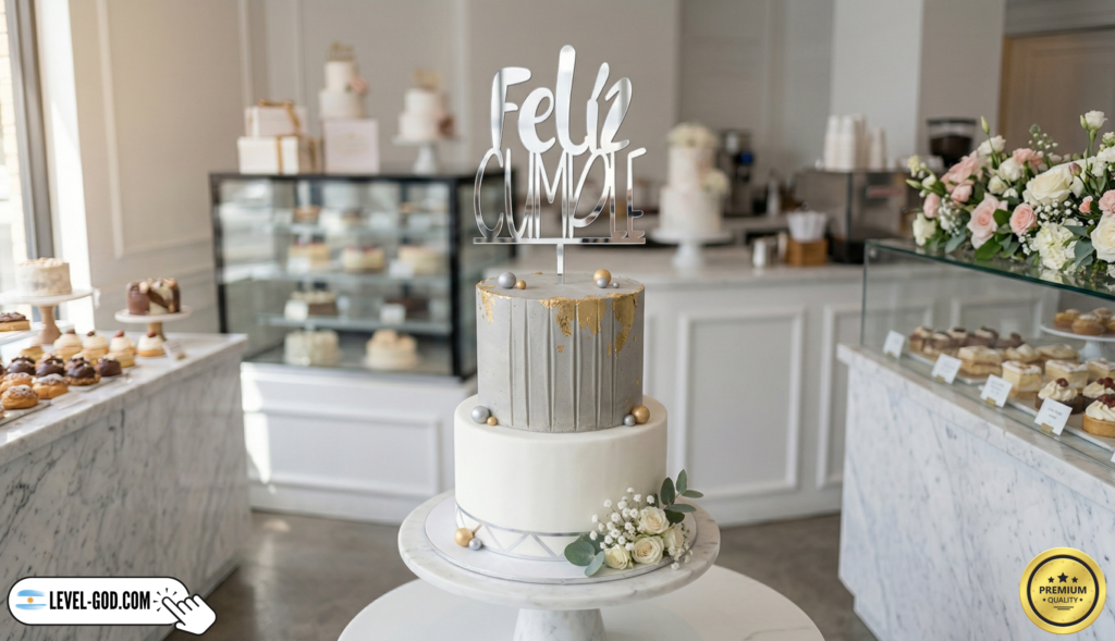 proveedores de toppers para torta en argentina efecto espejo plateado