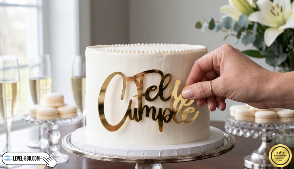 cuanto se gana vendiendo toppers para torta en argentina acrilico espejado dorado