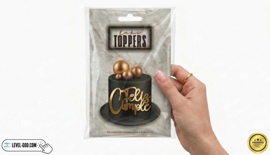 topper para torta en packaging listo para venta en local de cotillon argentina